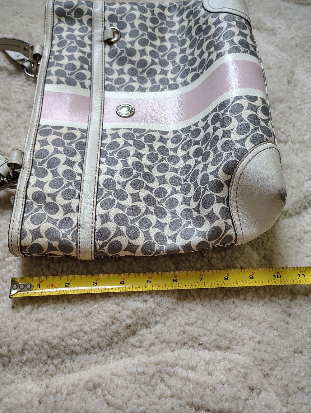 Coach Vintage Chelsea Heritage Signature Stripe Leather Tote Bag - Picture 5 of 13